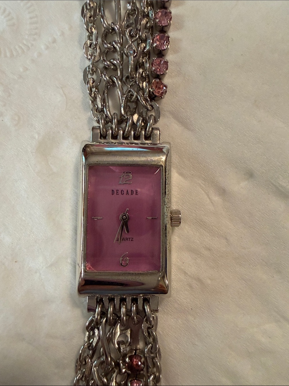 Ladies Silver Chain Bracelet Watch with Pink Dial